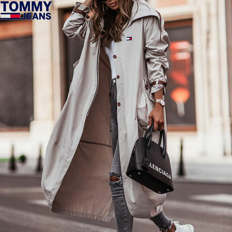 Ladies long hooded coat