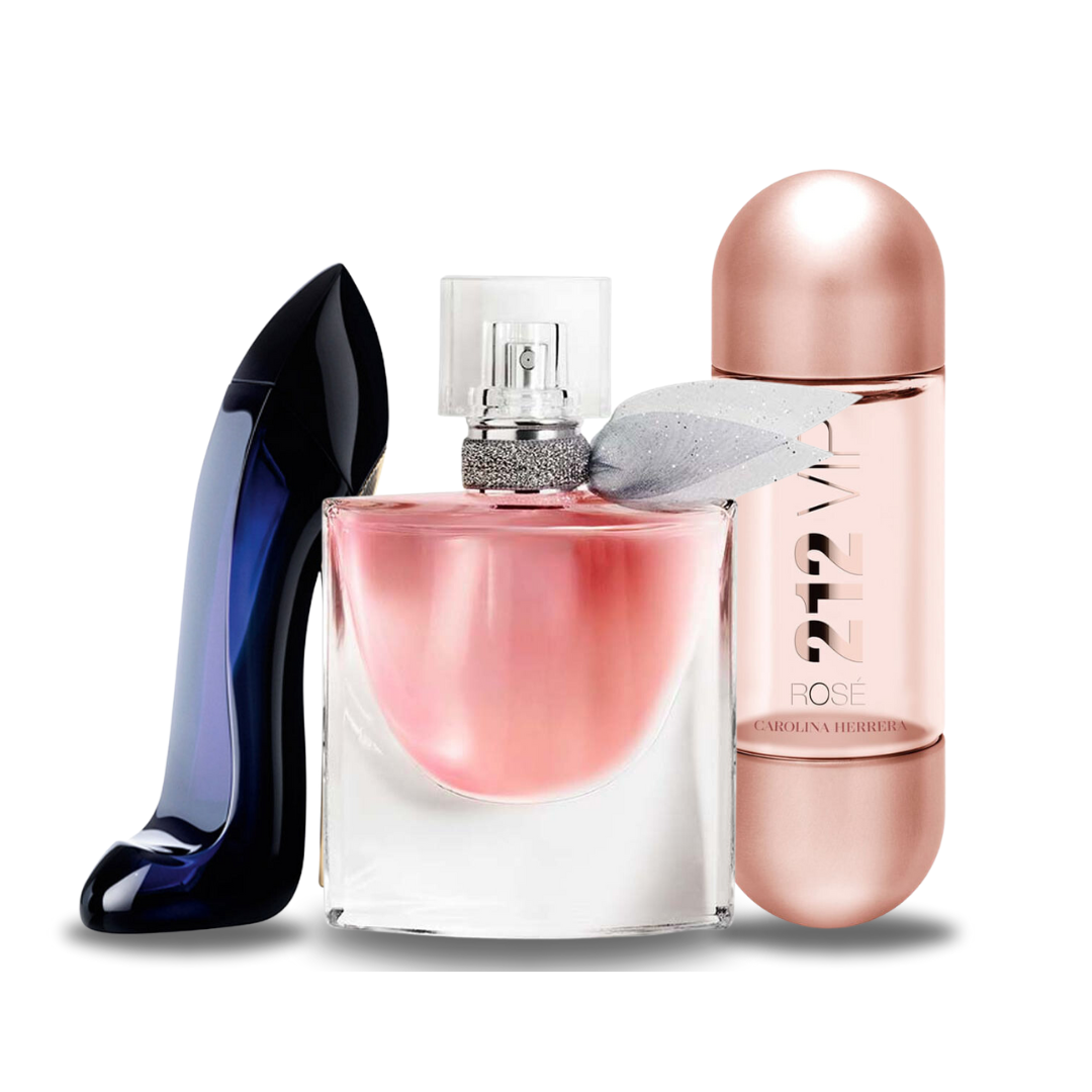Combo of 3 Fragrances – Good Girl by Carolina Herrera, La Vie Est Belle by Lancôme and 212 VIP Rosé by Carolina Herrera [100 ml each]